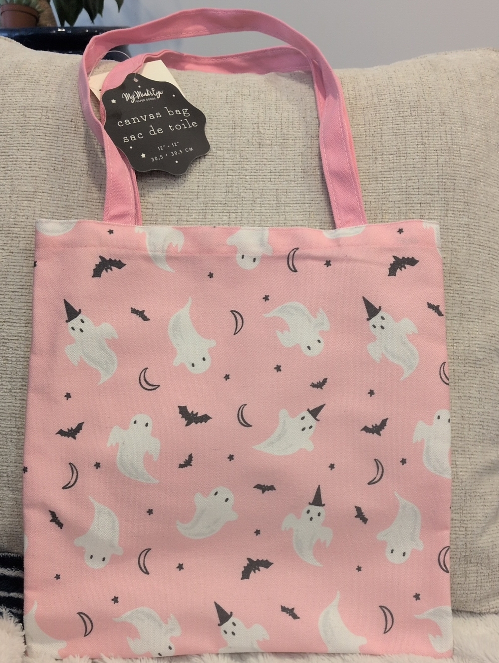 Pink Ghost Canvas Small Tote Bag